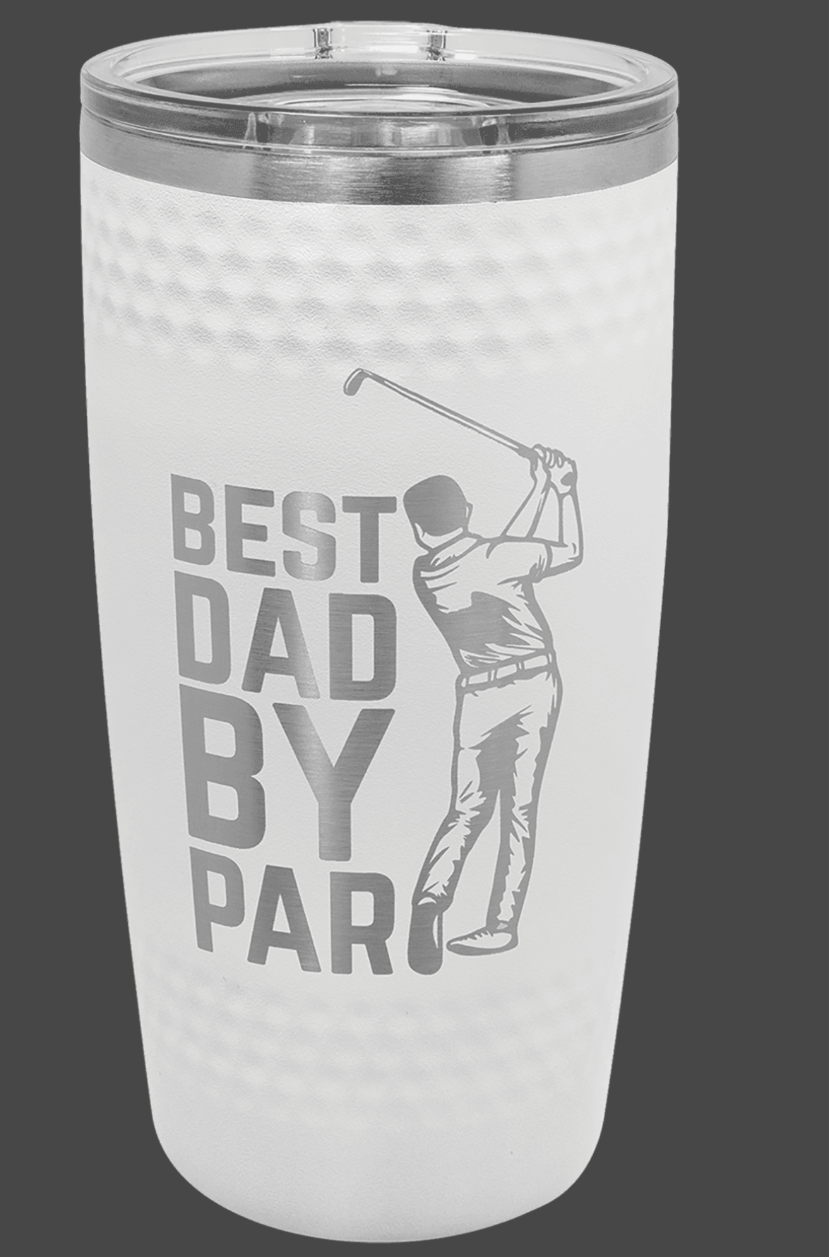 20 oz. White Golf Tumbler - Smooth Center with Dimples and Slider Lid